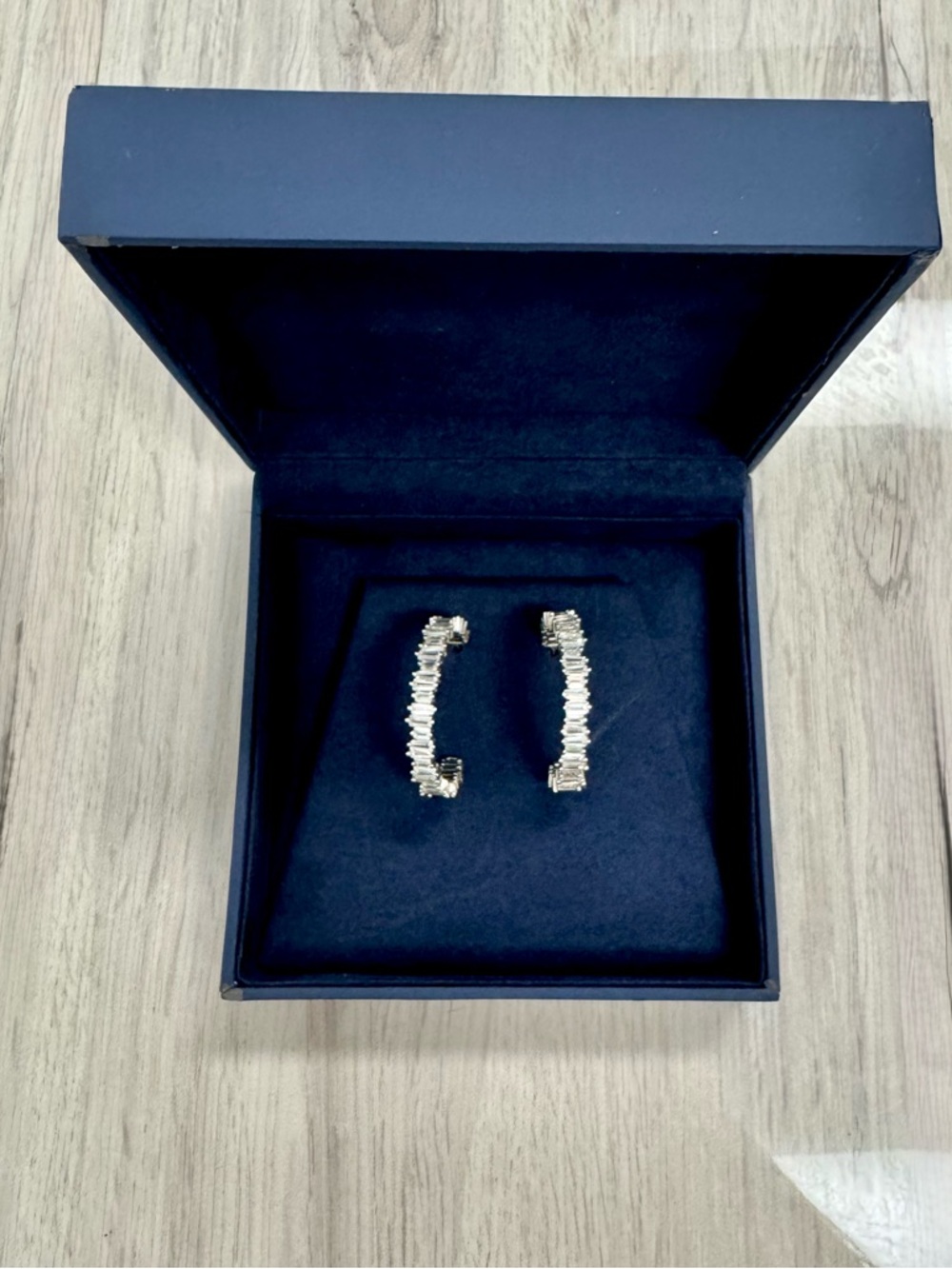 Crystal Baguette Hoop Earrings - Women Jewelry